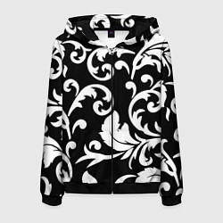 Толстовка 3D на молнии мужская Minimalist floral pattern, цвет: 3D-черный