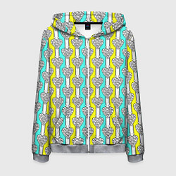 Толстовка 3D на молнии мужская Striped multicolored pattern with hearts, цвет: 3D-меланж