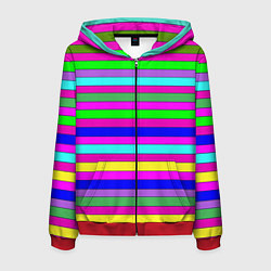 Мужская толстовка на молнии Multicolored neon bright stripes