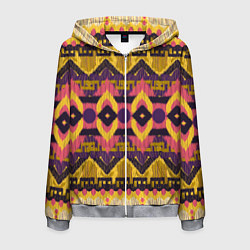Толстовка 3D на молнии мужская Африканский узор орнамент из шерсти Africa Wool Pa, цвет: 3D-меланж