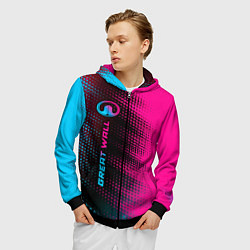 Толстовка 3D на молнии мужская Great Wall Neon Gradient FS, цвет: 3D-черный — фото 2
