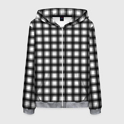 Толстовка 3D на молнии мужская Black and white trendy checkered pattern, цвет: 3D-меланж