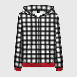 Толстовка 3D на молнии мужская Black and white trendy checkered pattern, цвет: 3D-красный