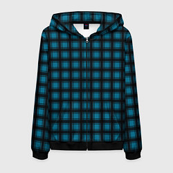 Толстовка 3D на молнии мужская Black and blue plaid, цвет: 3D-черный