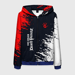 Толстовка 3D на молнии мужская Five Finger Death Punch - краска, цвет: 3D-синий