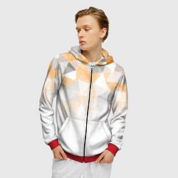 Толстовка 3D на молнии мужская Однотонный белый и желто-серый геометрический, цвет: 3D-красный — фото 2