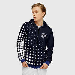 Толстовка 3D на молнии мужская Dodge - абстракция кружки, цвет: 3D-синий — фото 2