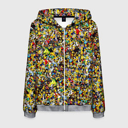 Толстовка 3D на молнии мужская Симпсоны все Герои, цвет: 3D-меланж