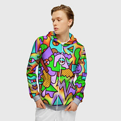 Толстовка 3D на молнии мужская Яркая психоделическая картинка, цвет: 3D-меланж — фото 2
