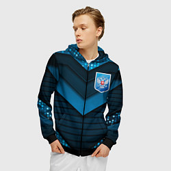 Толстовка 3D на молнии мужская Russia abstract blue, цвет: 3D-черный — фото 2