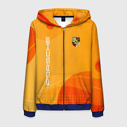 Толстовка 3D на молнии мужская Porsche Жёлтая абстракция, цвет: 3D-синий