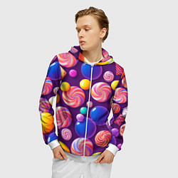 Толстовка 3D на молнии мужская Сладости для радости, цвет: 3D-белый — фото 2