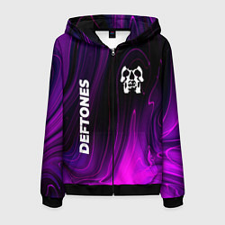 Толстовка 3D на молнии мужская Deftones violet plasma, цвет: 3D-черный
