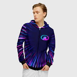 Толстовка 3D на молнии мужская Great Wall neon speed lines, цвет: 3D-черный — фото 2