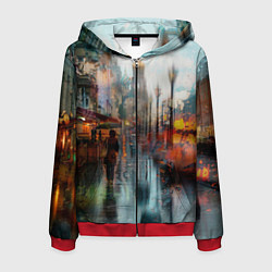 Толстовка 3D на молнии мужская В Питере дождь, цвет: 3D-красный