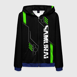 Толстовка 3D на молнии мужская Samurai - Зеленые технологии, цвет: 3D-синий