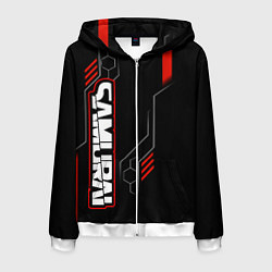 Толстовка 3D на молнии мужская Samurai - Красный техно - Киберпанк, цвет: 3D-белый