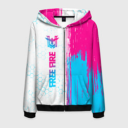 Мужская толстовка на молнии Free Fire neon gradient style: по-вертикали