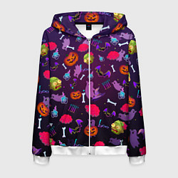 Толстовка 3D на молнии мужская Это Хэллоуин, цвет: 3D-белый
