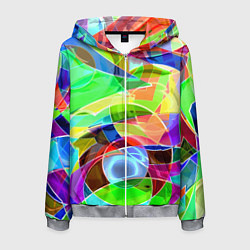 Толстовка 3D на молнии мужская Цветная геометрическая композиция - лето, цвет: 3D-меланж