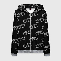 Толстовка 3D на молнии мужская Модные очки черно-белый узор, цвет: 3D-меланж