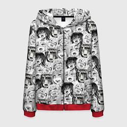 Толстовка 3D на молнии мужская Разные девушки Ахегао, цвет: 3D-красный