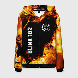 Толстовка 3D на молнии мужская Blink 182 и пылающий огонь, цвет: 3D-черный