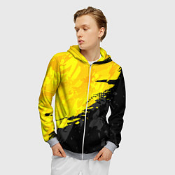 Толстовка 3D на молнии мужская Black and yellow, цвет: 3D-меланж — фото 2