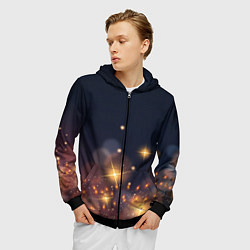 Толстовка 3D на молнии мужская Новогодняя тема 2023, цвет: 3D-черный — фото 2