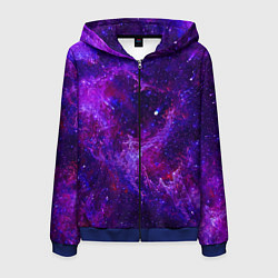 Толстовка 3D на молнии мужская Неоновый космос и звезды, цвет: 3D-синий