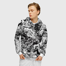 Толстовка 3D на молнии мужская Человек бензопила манга страницы, цвет: 3D-белый — фото 2