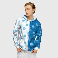 Толстовка 3D на молнии мужская Красивые снежинки, цвет: 3D-белый — фото 2