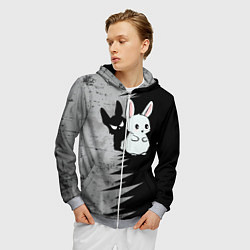 Толстовка 3D на молнии мужская Теневой зайка, цвет: 3D-меланж — фото 2