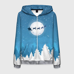 Толстовка 3D на молнии мужская Новогодняя сказка дед мороз, цвет: 3D-меланж