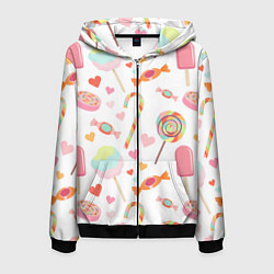 Толстовка 3D на молнии мужская Сладкий праздник, цвет: 3D-черный