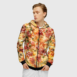 Толстовка 3D на молнии мужская Вкусная пицца, цвет: 3D-черный — фото 2