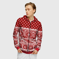 Толстовка 3D на молнии мужская Love climbing : Christmas aesthetics, цвет: 3D-красный — фото 2