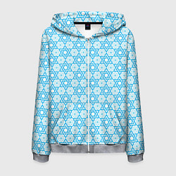 Толстовка 3D на молнии мужская Израильский узор для Хануки, цвет: 3D-меланж