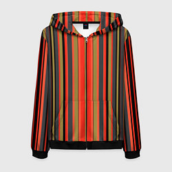 Толстовка 3D на молнии мужская Вертикальные полосы в оранжево-коричневых тонах, цвет: 3D-черный
