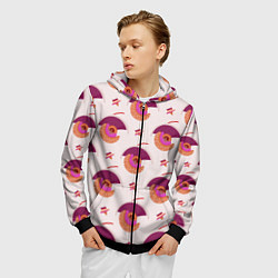 Толстовка 3D на молнии мужская Абстрактный полукруг и разноцветная звезда, цвет: 3D-черный — фото 2