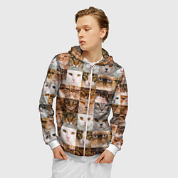Толстовка 3D на молнии мужская Pedigreed cats, цвет: 3D-белый — фото 2