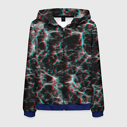 Толстовка 3D на молнии мужская Сеть нейронов, цвет: 3D-синий