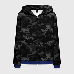 Толстовка 3D на молнии мужская Ночной камуфляж, цвет: 3D-синий