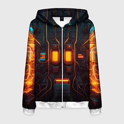 Толстовка 3D на молнии мужская Паттерн в стиле киберпанк, цвет: 3D-белый
