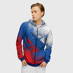 Толстовка 3D на молнии мужская Триколор градиент, цвет: 3D-синий — фото 2