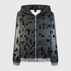 Толстовка 3D на молнии мужская Digital pixel black, цвет: 3D-меланж
