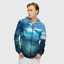 Толстовка 3D на молнии мужская Subnautica - КРАБ на леднике, цвет: 3D-синий — фото 2