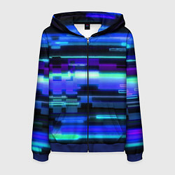 Толстовка 3D на молнии мужская Модные помехи, цвет: 3D-синий