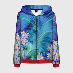 Толстовка 3D на молнии мужская Авангардная фрактальная композиция, цвет: 3D-красный