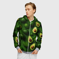 Толстовка 3D на молнии мужская Сочная текстура из авокадо, цвет: 3D-меланж — фото 2